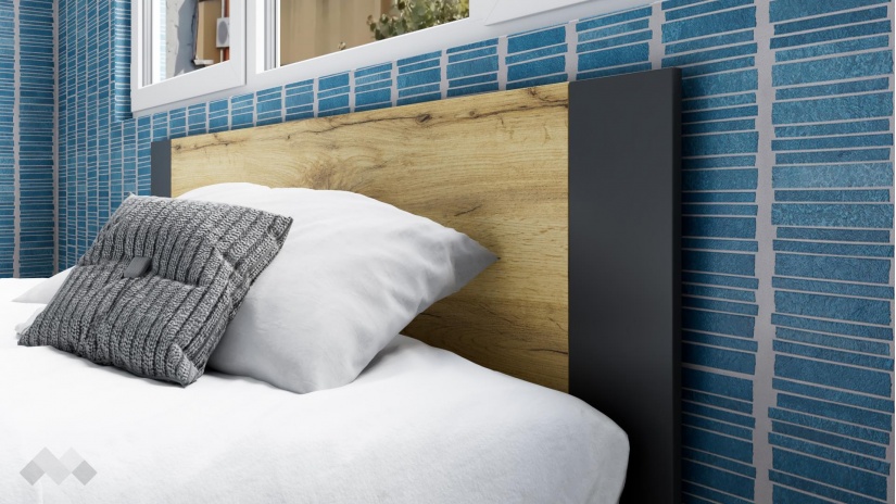 Спалня 160/200 Малена с включен матрак Бонел 160/200 светъл вотан с антрацит - изглед 2 - МебелМаг Спалня 160/200 Малена с включен матрак Бонел 160/200 светъл вотан с антрацит - изглед 2