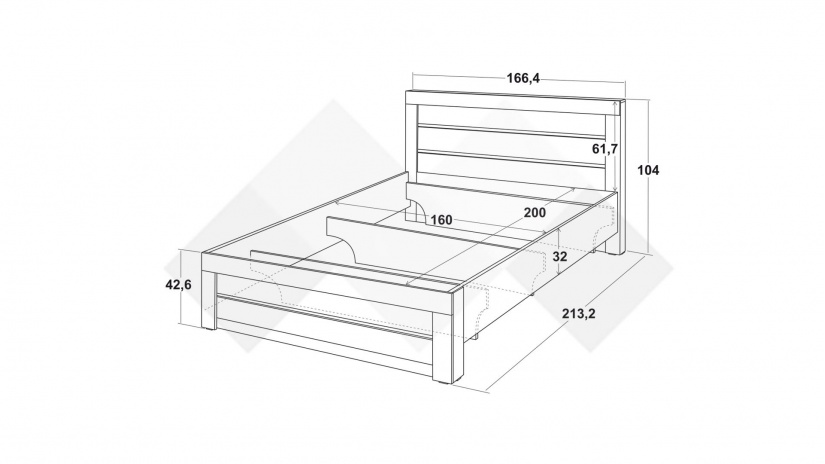 Спалня 160/200 Никола с включен матрак Бонел 160/200 златен дъб с антрацит - изглед 2 - МебелМаг Спалня 160/200 Никола с включен матрак Бонел 160/200 златен дъб с антрацит - изглед 2