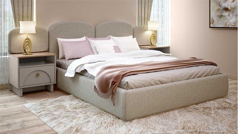 Спалня 160/200 Рена дъб кадис с пясъчен камък - изглед 1