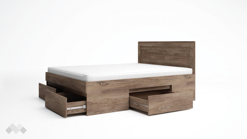 Спалня 160/200 Борей с включен матрак Бонел 160/200 браун силвърджак - изглед 2 - МебелМаг Спалня 160/200 Борей с включен матрак Бонел 160/200 браун силвърджак - изглед 2