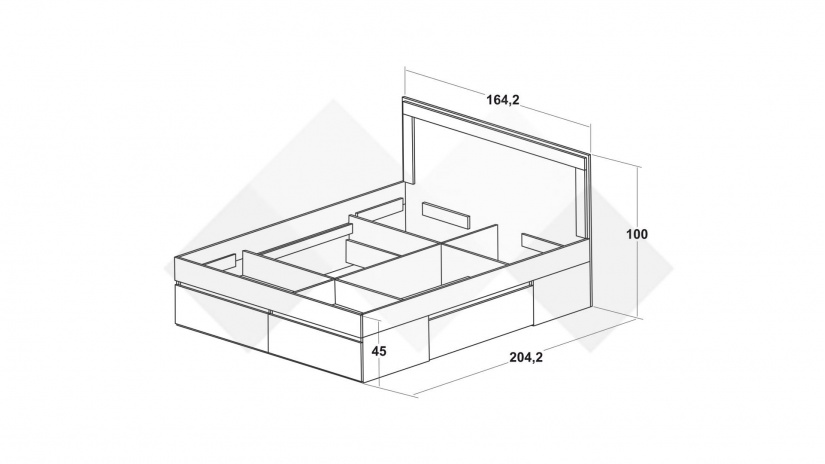 Спалня 160/200 Борей с включен матрак Бонел 160/200 дъб вотан светъл с антрацит - изглед 3 - МебелМаг Спалня 160/200 Борей с включен матрак Бонел 160/200 дъб вотан светъл с антрацит - изглед 3
