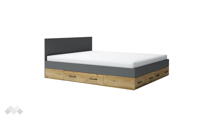 Спалня 160/200 Галати с включен матрак Бонел 160/200 дъб вотан светъл с антрацит - изглед 1 - МебелМаг Спалня 160/200 Галати с включен матрак Бонел 160/200 дъб вотан светъл с антрацит - изглед 1