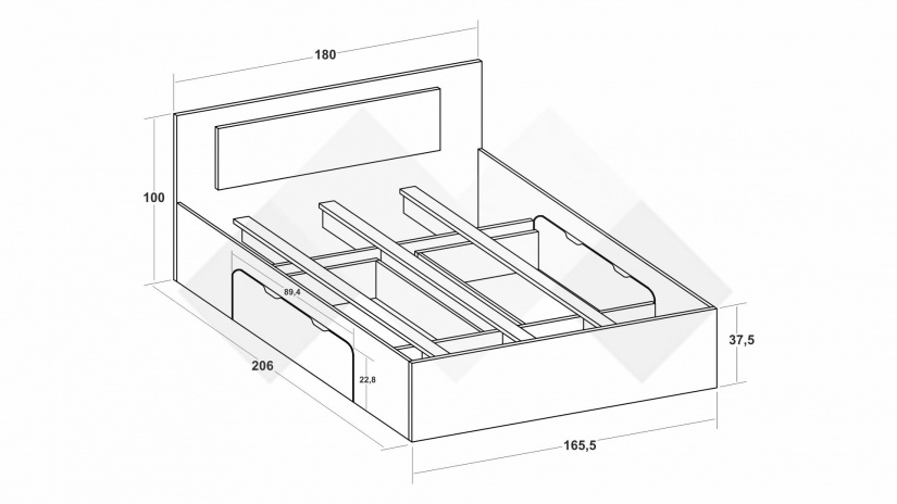 Спалня 160/200 Латте с включен матрак Бонел 160/200 тъмен норвежки бор - изглед 6