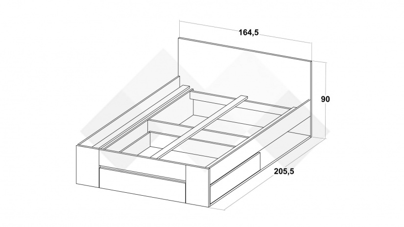 Спалня 160/200 Лорис с включен матрак Бонел 160/200 дъб кремона с бял гланц - изглед 2 - МебелМаг Спалня 160/200 Лорис с включен матрак Бонел 160/200 дъб кремона с бял гланц - изглед 2
