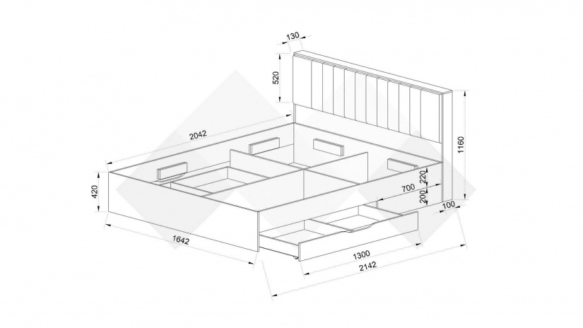 Спалня 160/200 Зак мока с лате - изглед 6 - МебелМаг Спалня 160/200 Зак мока с лате - изглед 6