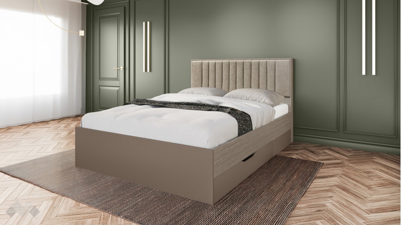 Спалня 160/200 Зак мока с лате - изглед 1 - МебелМаг Спалня 160/200 Зак мока с лате - изглед 1