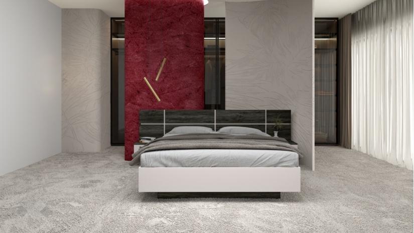 Спалня с нощни шкафчета 160/200 Лондон с включен матрак Бонел 160/200 дъб герано с кашмир - изглед 1 - МебелМаг Спалня с нощни шкафчета 160/200 Лондон с включен матрак Бонел 160/200 дъб герано с кашмир - изглед 1