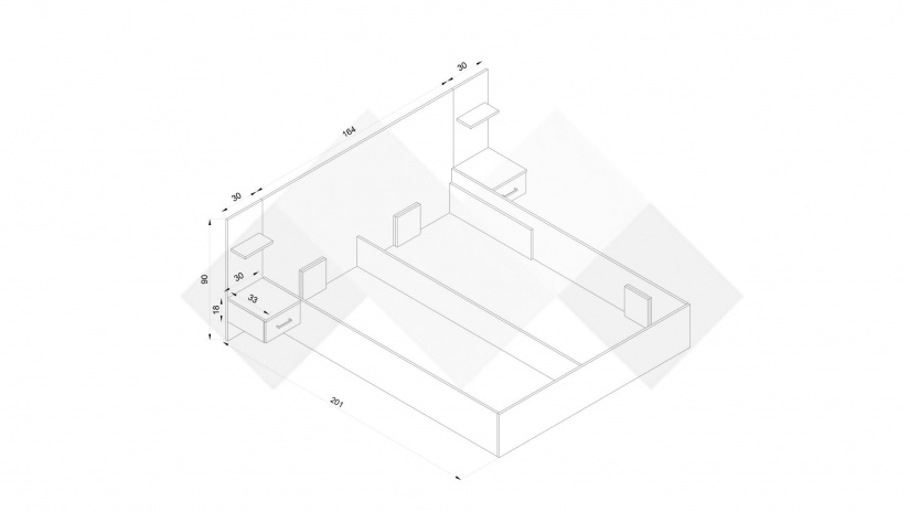 Спалня 160/200 Александрия с включен матрак Бонел 160/200 дъб вотан със светъл вотан - изглед 2