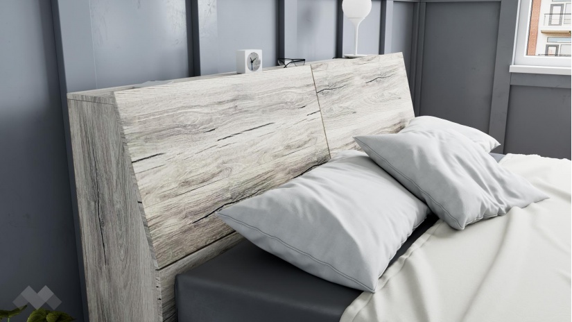 Спалня с ракла 180/200 Спирит с включен матрак Бонел 180/200 малта с антрацит - изглед 2 - МебелМаг Спалня с ракла 180/200 Спирит с включен матрак Бонел 180/200 малта с антрацит - изглед 2