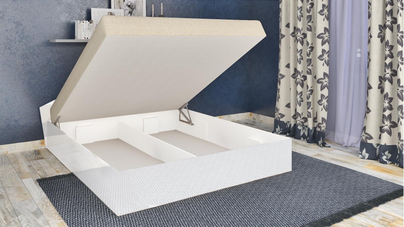 Спалня 160/200 Шайн с включен матрак Бонел 160/200 бял гланц - изглед 2 - МебелМаг Спалня 160/200 Шайн с включен матрак Бонел 160/200 бял гланц - изглед 2