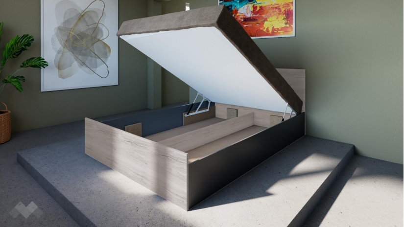 Спалня 140/200 Спирит с включен матрак Бонел 140/200 малта с антрацит - изглед 2 - МебелМаг Спалня 140/200 Спирит с включен матрак Бонел 140/200 малта с антрацит - изглед 2