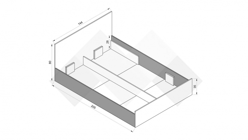 Спалня 140/200 Спирит с включен матрак Бонел 140/200 малта с антрацит - изглед 3 - МебелМаг Спалня 140/200 Спирит с включен матрак Бонел 140/200 малта с антрацит - изглед 3