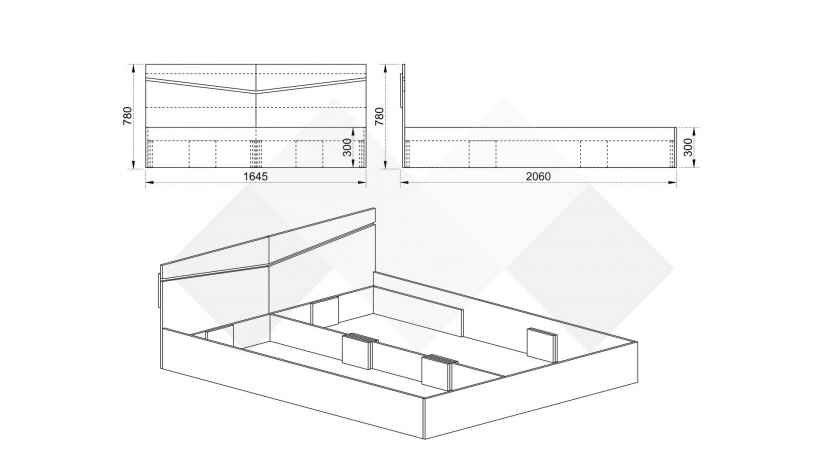 Спалня 160/200 Тенеси сонома арвен с бял гланц - изглед 3 - МебелМаг Спалня 160/200 Тенеси сонома арвен с бял гланц - изглед 3