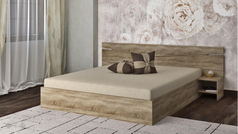 Спалня 160/200 Вентура с включен матрак Бонел 160/200 тъмна сонома - изглед 1 - МебелМаг Спалня 160/200 Вентура с включен матрак Бонел 160/200 тъмна сонома - изглед 1