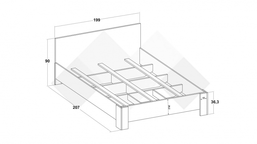 Спалня 160/200 Верона с включен матрак Бонел 160/200 дъб артисан - изглед 2 - МебелМаг Спалня 160/200 Верона с включен матрак Бонел 160/200 дъб артисан - изглед 2