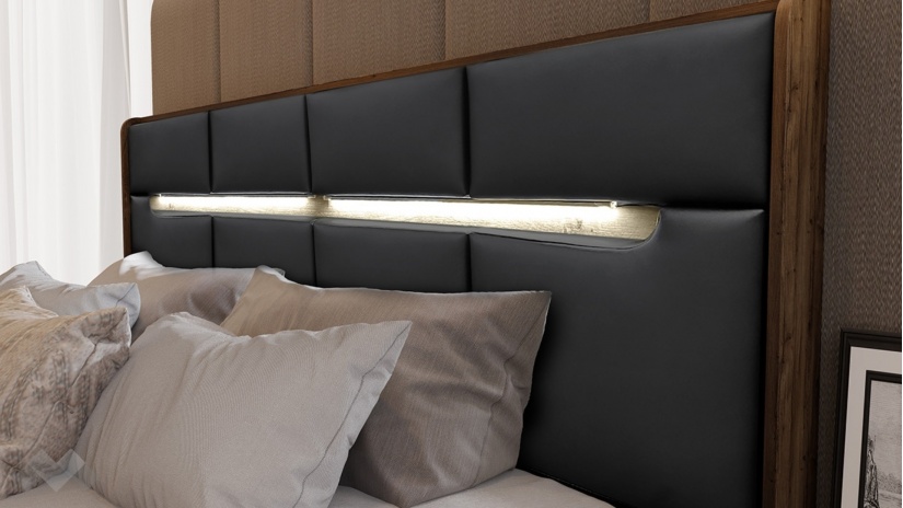 Спален комплект Норел кафяв дъб пиемона със сатен и графит - изглед 3