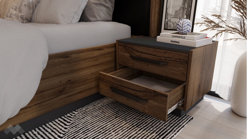 Спален комплект Норел кафяв дъб пиемона със сатен и графит - изглед 4