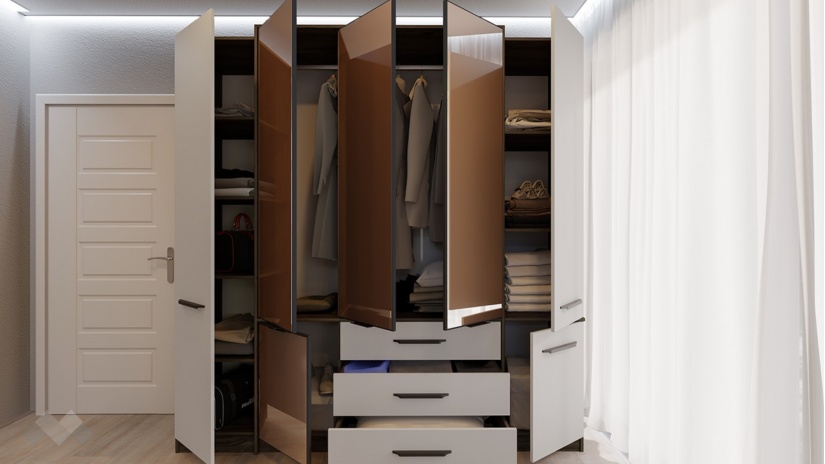 Спален комплект Норел кафяв дъб пиемона със сатен и графит - изглед 6