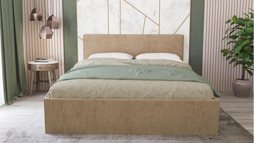 Тапицирана спалня 160/200 Алекса с включен матрак Бонел 160/200 бежов - изглед 2 - МебелМаг Тапицирана спалня 160/200 Алекса с включен матрак Бонел 160/200 бежов - изглед 2