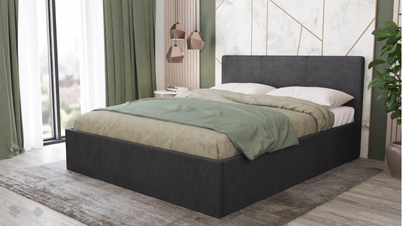 Тапицирана спалня 160/200 Алекса с включен матрак Бонел 160/200 графит - изглед 1 - МебелМаг Тапицирана спалня 160/200 Алекса с включен матрак Бонел 160/200 графит - изглед 1
