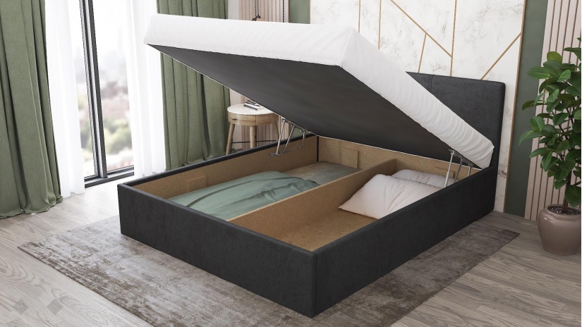 Тапицирана спалня 160/200 Алекса с включен матрак Бонел 160/200 графит - изглед 4 - МебелМаг Тапицирана спалня 160/200 Алекса с включен матрак Бонел 160/200 графит - изглед 4