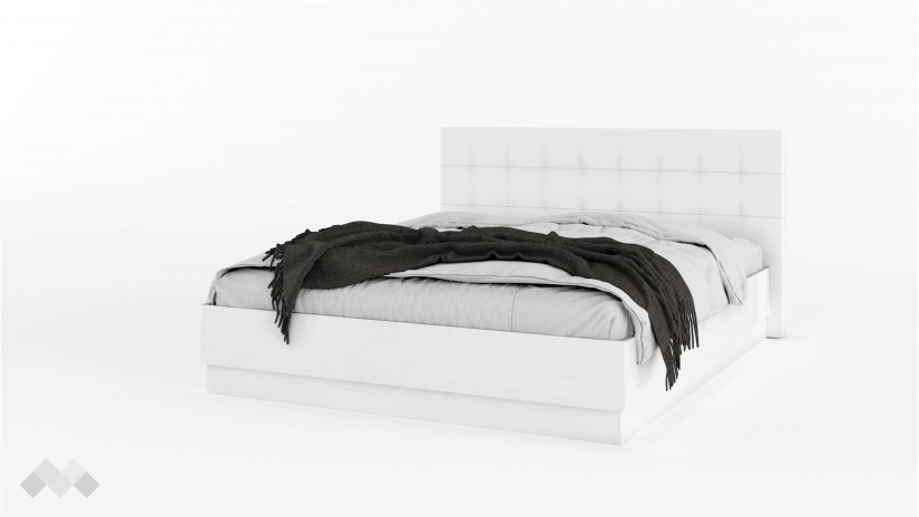 Тапицирана спалня 160/200 Аляска с включен матрак Бонел 160/200 бяло гланц - изглед 1