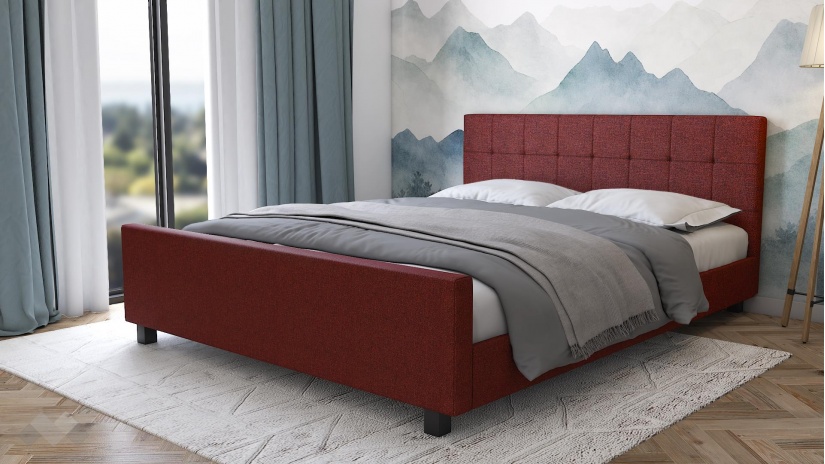 Тапицирана спалня 160/200 Анаса с включен матрак Sleep Nuvia 160/200 червен - изглед 1
