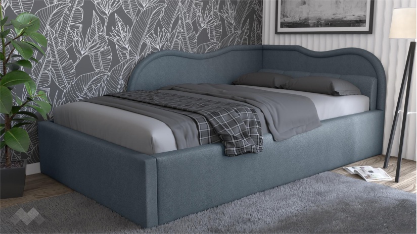 Тапицирана спалня 120/190 Андреа с включен матрак Бонел 120/190 син - изглед 1