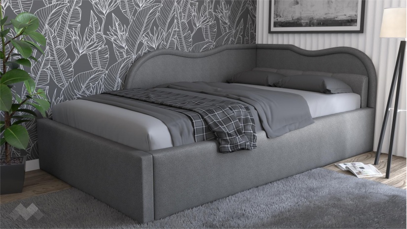 Тапицирана спалня 120/190 Андреа с включен матрак Бонел 120/190 сив - изглед 1 - МебелМаг Тапицирана спалня 120/190 Андреа с включен матрак Бонел 120/190 сив - изглед 1