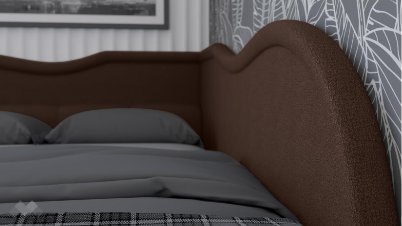 Тапицирана спалня 120/190 Андреа с включен матрак Бонел 120/190 кафяв - изглед 3 - МебелМаг Тапицирана спалня 120/190 Андреа с включен матрак Бонел 120/190 кафяв - изглед 3