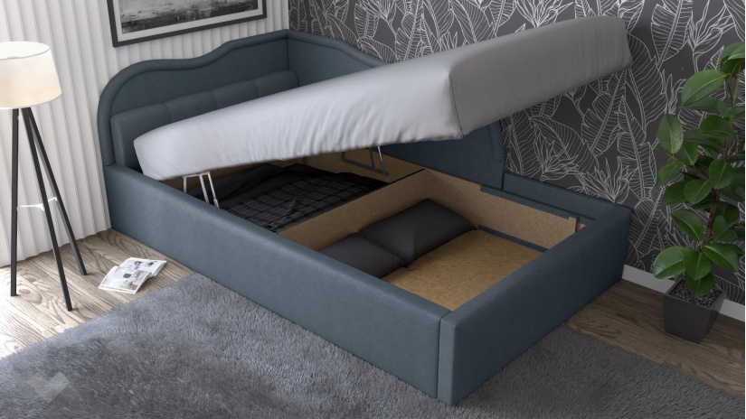 Тапицирана спалня 120/190 Андреа с включен матрак Бонел 120/190 син - изглед 2