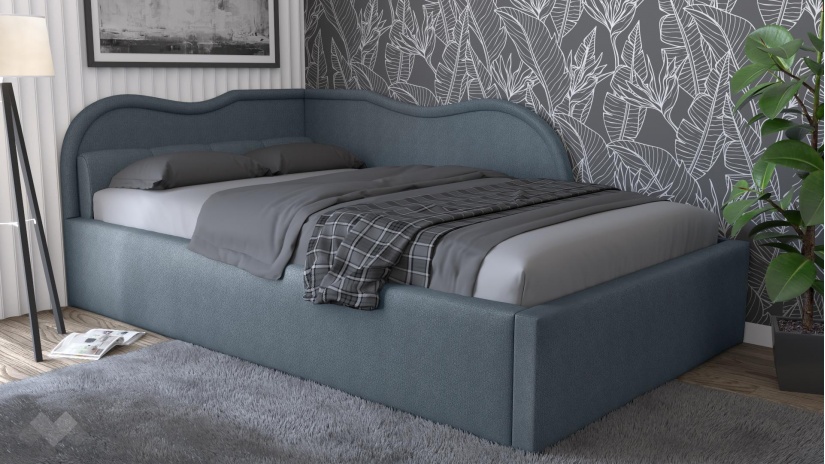 Тапицирана спалня 120/190 Андреа с включен матрак Бонел 120/190 син - изглед 1