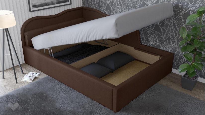 Тапицирана спалня 140/200 Андреа с включен матрак Бонел 140/200 кафяв - изглед 2 - МебелМаг Тапицирана спалня 140/200 Андреа с включен матрак Бонел 140/200 кафяв - изглед 2