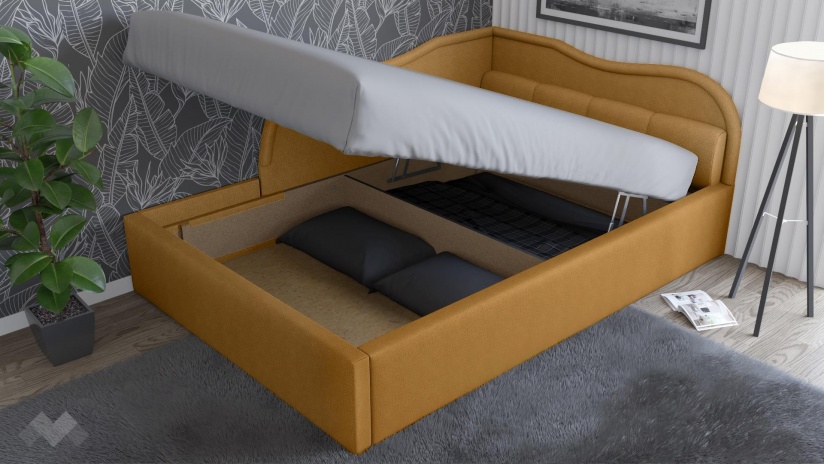 Тапицирана спалня 140/200 Андреа с включен матрак Бонел 140/200 горчица - изглед 2