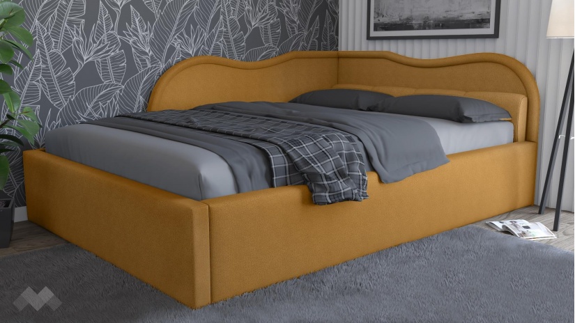 Тапицирана спалня 140/200 Андреа с включен матрак Бонел 140/200 горчица - изглед 1