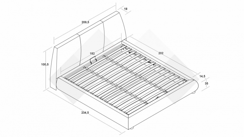 Тапицирана спалня 180/200 Ариоса с включен матрак Sleep Nuvia 180/200 син - изглед 4