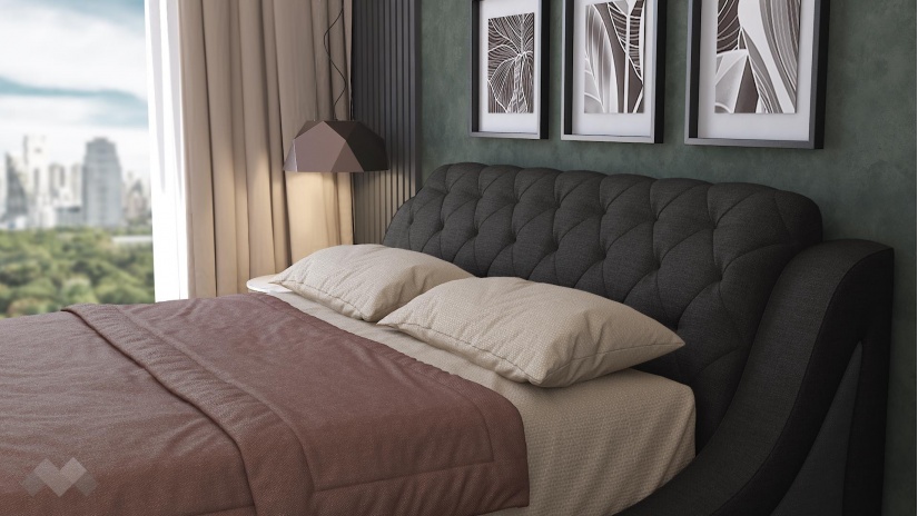 Тапицирана спалня 160/200 Азура с включен матрак Бонел 160/200 графит със сиво - изглед 4