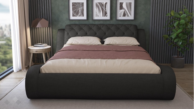 Тапицирана спалня 160/200 Азура с включен матрак Бонел 160/200 графит със сиво - изглед 2