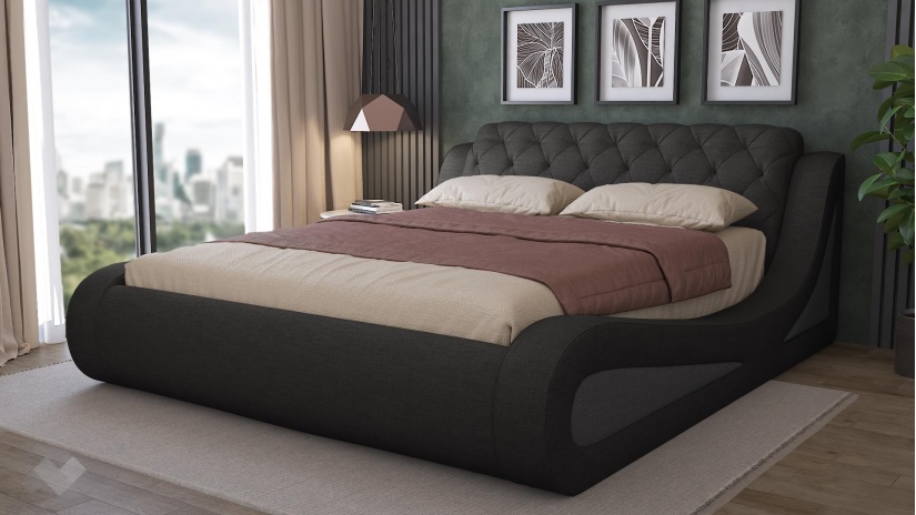 Тапицирана спалня 160/200 Азура с включен матрак Бонел 160/200 графит със сиво - изглед 1