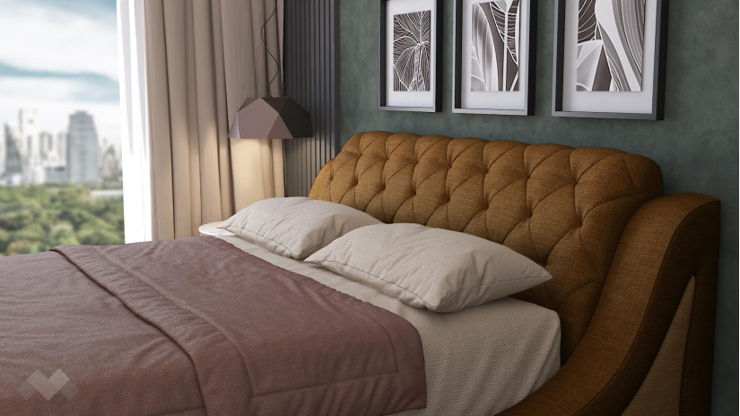 Тапицирана спалня 160/200 Азура с включен матрак Бонел 160/200 кафяв с бежово - изглед 4 - МебелМаг Тапицирана спалня 160/200 Азура с включен матрак Бонел 160/200 кафяв с бежово - изглед 4