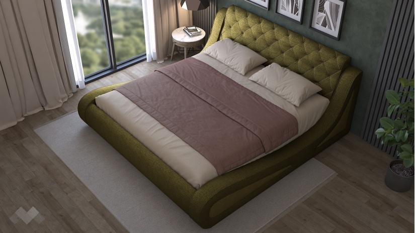 Тапицирана спалня 180/200 Азура с включен матрак Бонел 180/200 тъмно зелен със зелено - изглед 3