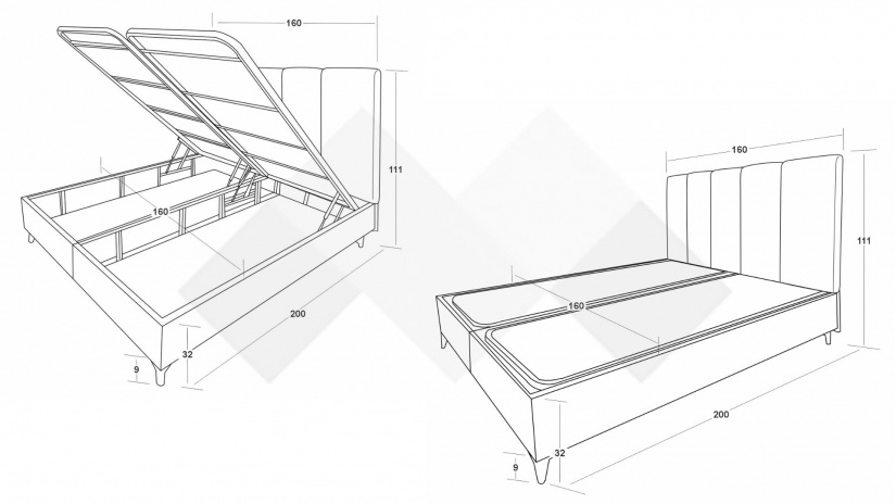 Боксспринг легло 160/200 Барона с включен матрак Sleep Nuvia 160/200 сив - изглед 4