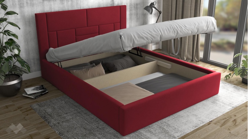 Тапицирана спалня 160/200 Биляна с включен матрак Бонел 160/200 червен - изглед 2