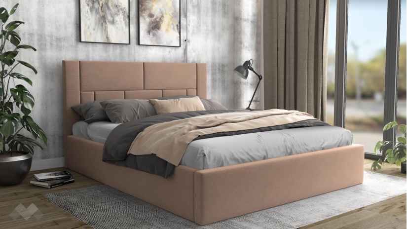 Тапицирана спалня 160/200 Биляна с включен матрак Бонел 160/200 светло кафява - изглед 1 - МебелМаг Тапицирана спалня 160/200 Биляна с включен матрак Бонел 160/200 светло кафява - изглед 1