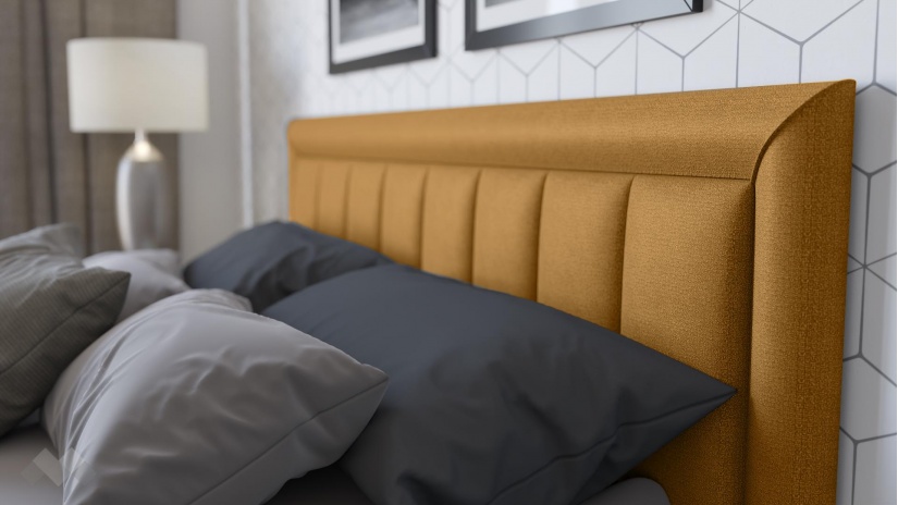 Тапицирана спалня 160/200 Бори с включен матрак Бонел 160/200 горчица - изглед 2 - МебелМаг Тапицирана спалня 160/200 Бори с включен матрак Бонел 160/200 горчица - изглед 2