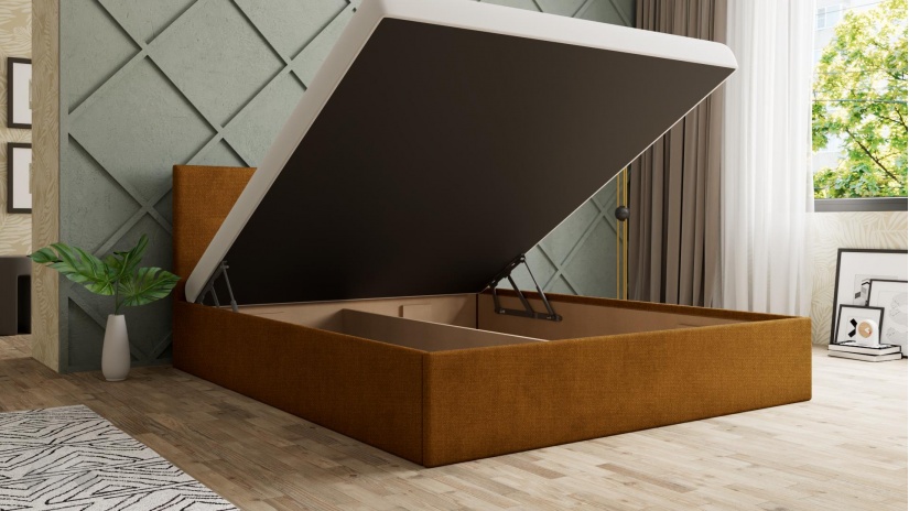 Тапицирана спалня 160/200 Фиорела с включен матрак Бонел 160/200 манго - изглед 4 - МебелМаг Тапицирана спалня 160/200 Фиорела с включен матрак Бонел 160/200 манго - изглед 4