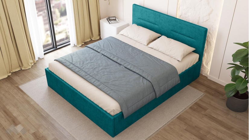 Тапицирана спалня 160/200 Фиорела с включен матрак Бонел 160/200 тюркоаз - изглед 3 - МебелМаг Тапицирана спалня 160/200 Фиорела с включен матрак Бонел 160/200 тюркоаз - изглед 3
