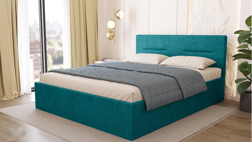 Тапицирана спалня 160/200 Фиорела с включен матрак Бонел 160/200 тюркоаз - изглед 1 - МебелМаг Тапицирана спалня 160/200 Фиорела с включен матрак Бонел 160/200 тюркоаз - изглед 1