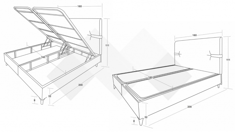 Боксспринг легло 160/200 Геника с включен матрак Sleep Nuvia 160/200 сив - изглед 4