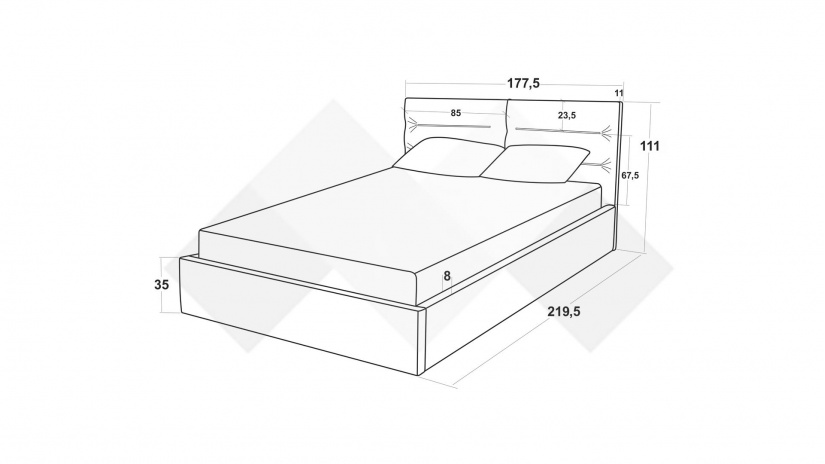 Тапицирана спалня 160/200 Ивалина с включен матрак Бонел 160/200 черна - изглед 4
